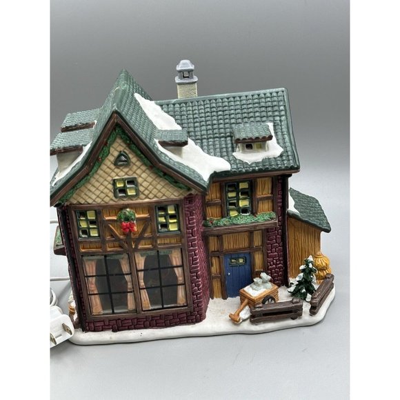 Christmas Delights House Glass Windows Inside Scene Porcelain Hand Painted Chin - Picture 2 of 12